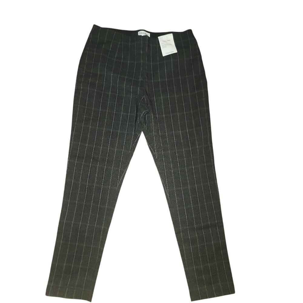 Calvin Klein Gray Plaid Stretchy Women's Career Pants‎ Size 12 NWT